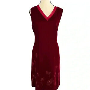 Laura Ashley Dress Size 12 Burgandy Red Velvet Christmas Party Lined Fitted VTG